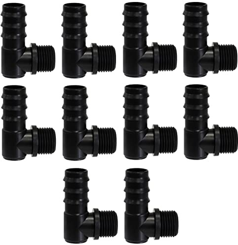 AERZETIX - C62060 - Juego de 10 puntas racores codo acanaladas Ø20mm x 1/2'' rosca exterior para manguera de jardín/riego (multi temporada) de Ø20mm sistema por goteo