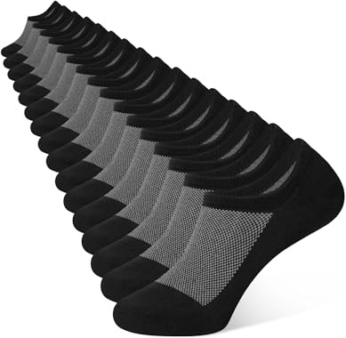 CLOSEMATE 8 Pairs Mens No Show Socks Low Cut Invisible Cotton Casual Trainer Socks with Non-Slip Grip (8Black, Size L)