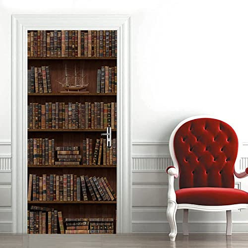 3D Türaufkleber Türtapete Selbstklebend Türposter Vintage Bücher Bibliothek Bücherregal 77 X 200 Cm - Fototapete Türfolie Wasserdichte Abnehmbare Pvc Türtapete Innentür Schlafzimmer Küche Bad Home De
