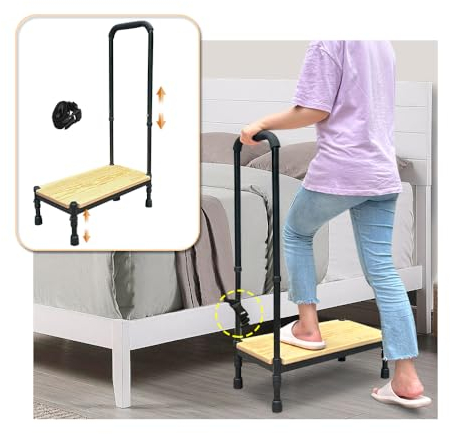 Zelen Marchepied médical pour lits hauts pour adultes - Marchepied de chevet avec poignée pour personnes âgées - Marchepied portable pour personnes âgées - Plateforme pour voiture, SUV, chambre à