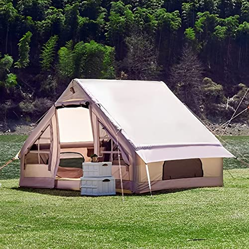 Aufblasbares Zelt, aufblasbares Glamping-Zelt, Segeltuch-Glockenzelt, große Glamping-Zelte für 4–6 Personen, einfacher Aufbau, wasserdicht, atmungsaktiv, Oxford-Leinenzelte für Familien, Camping