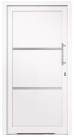 HORI Eingangstür Kunststoff Komplettset – Moderne Hauseingangstür mit Stahlverstärkung, Wärmeschutz & 5-fach-Verriegelung - Farbe: weiß - DIN rechts - Modell: Line - 210 x 100 cm
