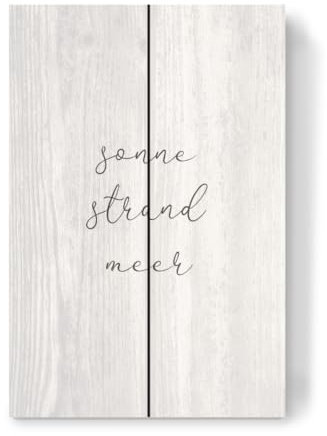 artboxONE Holzbild 30x20 cm Typografie Sonne Strand Meer von Künstler Susann Guenther