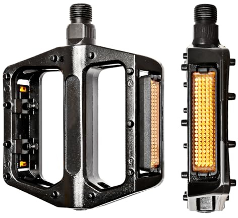 Ruayia Pédales de vélo CNC en Aluminium avec réflecteurs, Ensemble de pédales de vélo pour VTT, BMX, vélo de Course 9/16