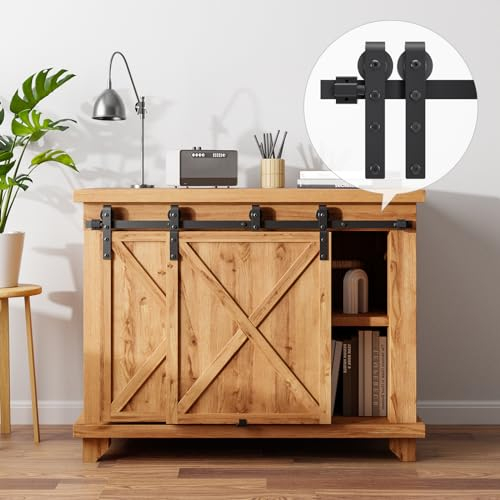 AONAYIOA 121 cm - Kit complet de matériel pour porte coulissante - Silencieux - Pour meuble TV à une porte - Petite armoire (pas de porte d'armoire)