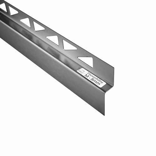Dusch-/Wand-/Keilprofil Gefälleprofil gebürstet 8mm Typ 4 - Mitte - 150cm | Für bodengleiche Duschen mit sauberem Gefälleabschluss, 8mm Profilhöhe, Typ 4 Mitte, 150cm, Edelstahl, gebürstet, silber