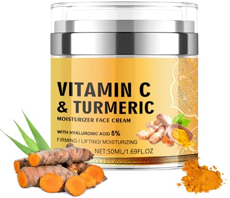 Crema Facial de Cúrcuma, Crema de día Antiarrugas, Cuidado de la piel Hidratantes hecha con Colágeno, Crema de Cúrcuma para Iluminar la Piel Hidratante para el Cuidado de Reparación Facial cream