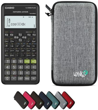 Casio fx-570ES Plus 2nd Edition inkl. WYNGS Schutztasche Hellgrau - Wissenschaftlicher Taschenrechner - Basic Set