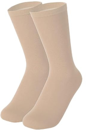 Perfeclan Ice Skating Socks Figure Skating Socks for Ice Skate Socks Dance Breathable Elastic Cotton Knee High Tights for Women Ladies Girls Workers Athletes, Beige