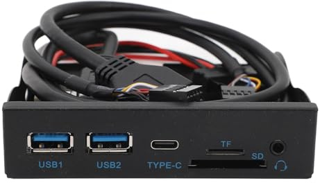 USB3.2 Gen1 Diskettenlaufwerk Panel, 3,5 Zoll Frontpanel USB C Hub mit 2 USB3.0, USB C, HD Audio, SD/TF Lesegerät, 19 Pin Frontpanel Adapter für XP/7/8/10/11/2003, OS X, Linux