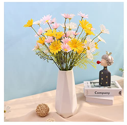 QTYQWC Künstliche Blumenpflanzen, Blumenarrangement zum Selbermachen, künstliche Blumen und Vasen, künstliche Blumen, 10 Stück, Kamillen, kleine Gänseblümchen, künstliche Blumen, Frühlingsausflug,