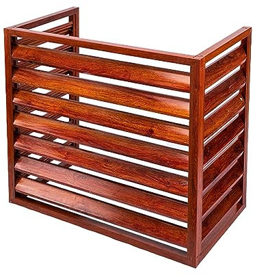 DONGGANSHI Split-Klimaanlagen-Zaunschirmabdeckung, Aluminiumlegierung-Klimaanlagenrahmen, Sichtschutzgitter, Leitplanke für Balkon, Klimaanlage verbergen, DREI Seiten (Farbe: Holzmaserung IMI