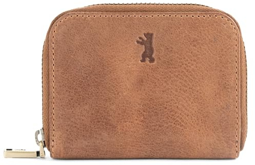 Berliner Bags Vintage Geldbörse Braga, Kleine Portemonnaie, Geldbeutel aus Leder mit RFID-Schutz, inkl. Geschenk-Box, für Damen und Herren - Braun