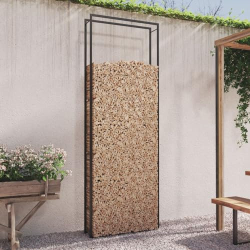 Xichuzi Brennholzregal Mattschwarz 110x28x312 cm Stahl, Kaminholzregal, Brennholz Regal Außen, Holzregal, Kaminholz Ablage Innen, Outdoor Firewood Racks - 350312