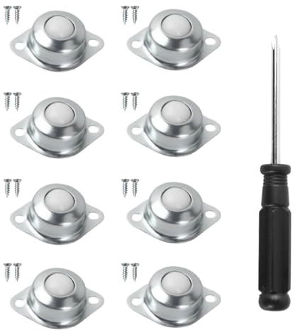 8 Pezzi Ruote a Sfera Ruote per Mobili, Mobili Ruote a Sfera in Nylon con 16 Viti, Ruote con Cuscinetti a Sfera, 360° Ruote a Sfera Trasferimento per Mobili, Sedia a Rotelle