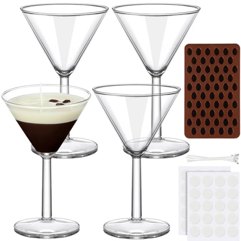 4 Set DIY Espresso Martini Candle Making Gifts Supplies Kit Candle Making Kit for Adults Women Martini Glasses Birthday Party Gifts Coffee Lovers Scented Aesthetic Home Decoration No Candles (Regular)