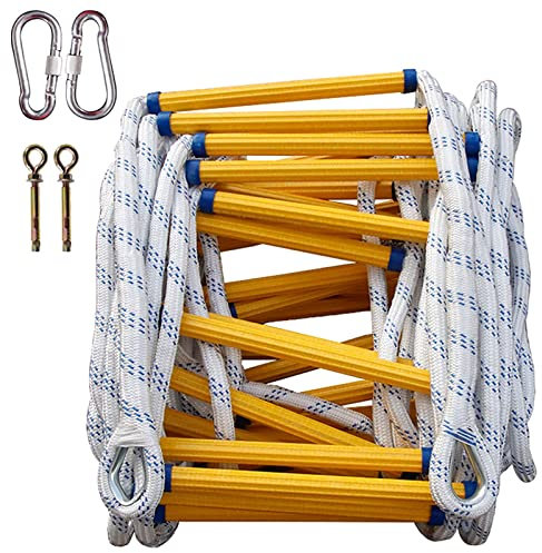 LUMSGN Échelles de Secours, échelles de Corde ignifuges, échelles de sécurité d'urgence, échelles de sécurité Lourdes avec mousquetons, pour Escalade à Domicile, escalier de secours/20 m/20 m