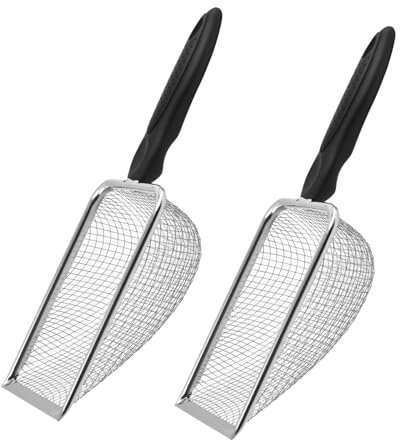 2 Stück Gartenerdesieb, Sandsieb aus Rostfreiem Edelstahl, Gartensieb aus Edelstahl, Garten-Boden-Sieb-Schaufel, Kompostsieb mit Griff, Blumenerdeschaufel, für Sand Steine Erde Kompost (3,8 mm Masche)