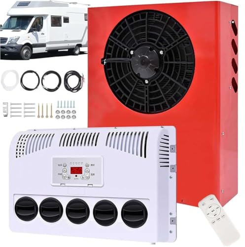 Générique Climatiseur Split RV 12v/24v Refroidissement Rapide Faible Bruit Climatiseur De Cabine électrique Split Climatiseur De Stationnement pour Gros Camion pour Remorques,12v