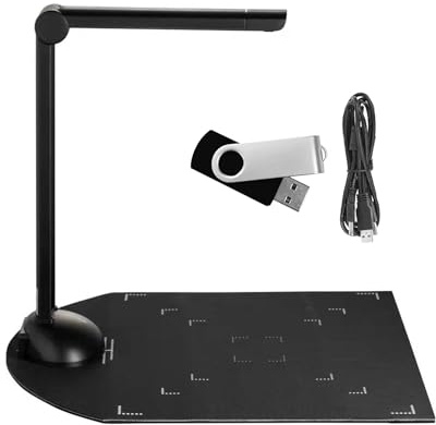 Document Book Camera Scanner High Definition USB Port LED Light OCR Function Compatible with Windows for Classroom Office Library Bank Meeting Plastic Aluminum Alloy (H3)
