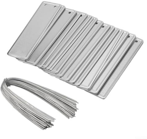Besttoolifes Etichette in metallo per piante da giardino, in alluminio, a doppia faccia, con fascette per l'identificazione delle piante da vivaio, 82 x 25 mm, 50 pezzi