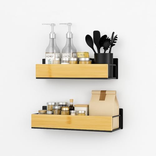 lomonmen 2 Stück Gewürzregal Magnetisch,Magnetregale für Kühlschrank,Kühlschrank Regal Magnetisches für Küche Aufbewahrung und Organizer