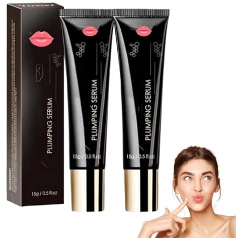 Elycura Lip Booster Serum, Elycura Plumpy Lippen-Booster, Lippenserum mit Kollagen und Hyaluronsäure, Lip Plumper Extreme Volumen, Lippenpflege zum Schutz vor Trockenen Lippen (2PC)