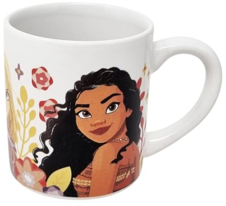 Disney Taza de cerámica con diseño de princesas Oceanía Rapunzel Ariel para desayuno, meriendas, 240 ml