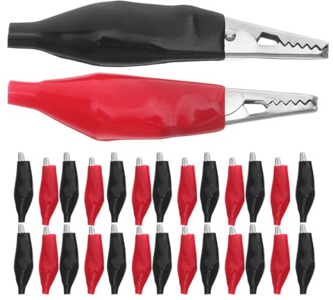 Yardenfun Morsetti Coccodrillo Isolati Rossi e Neri 48 Pezzi con Rivestimento in Pvc e Ferro per Alta Efficienza e Robusta per Manutenzione Auto e Ricarica Batteria