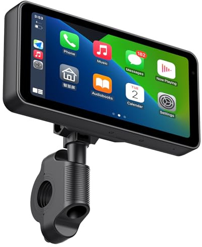 Slakerbe Wireless Motorcycle CarPlay Android Auto, 6.25 IP67 Waterproof Motorcycle Carplay GPS Navigation System Portable Screen for Motorbike with Dual Bluetooth Siri G-Assist EQ SD Voice Control