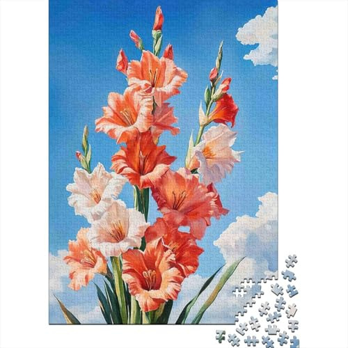 Gladiolus Flowers Sky 1000 Piece Thick Cardboard Diy Jigsaw Puzzle Family Lovers Fun Challenge Beautiful Decoration 52x38cm/1000pcs