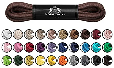 Mount Swiss Lyxiga skoband I vattenavvisande och slitstarka skosnören runda ø 2–3 mm av fin bomull/vaxade färg: Brown, längd: 80 cm