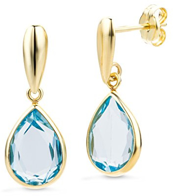 Miore Schmuck Damen Ohrringe mit Edelstein Geburtsstein Amethyst- Topas Ohrhänger aus Gelbgold 14 karat- 585 Gold