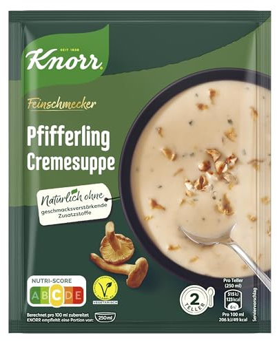 Knorr Feinschmecker Pfifferling Cremesuppe leckere Pilzsuppe mit Gemüse und Kräutern aus nachhaltigem Anbau 18x 56 g