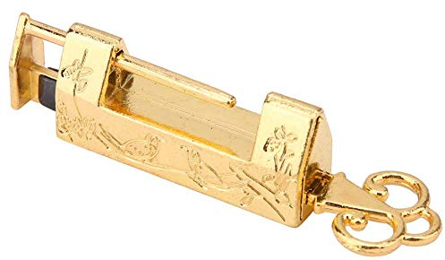 Lucchetto Vintage Cinese Stile Retrò, Mini Lucchetto Antico con Serratura a Combinazione per Cassetti e Mobili, Chiusura con Chiave (Oro)