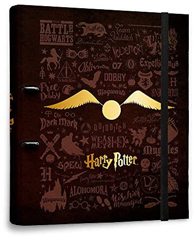 Grupo Erik Premium Harry Potter Ringbuchordner für die Schule oder das Büro - Ordner Harry Potter - Ringordner Pappe der Goldene Schnatz - Harry Potter Fanartikel für die Schule oder das Studium