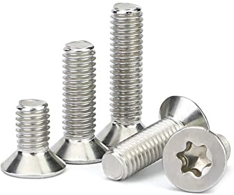 BOZONLI Schrauben aus Edelstahl M2,5 mit flachem Kopf, Torx, Senkkopfschrauben, M2,5 x 4 mm, 100 Stück