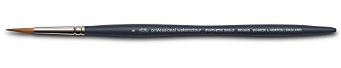 Winsor & Newton 5011106 Professional Aquarellpinsel, Malpinsel für Aquarellfarben mit synthetischen Fasern, ergonomischer Griff, langlebig & formstabil, kurze Stiel - Rundpinsel Nr. 6