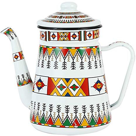Pevfeciy Kaffeekanne Gas Herd Kanne Nostalgie Teekanne Induktions Herd Emaille Kaffee Kanne