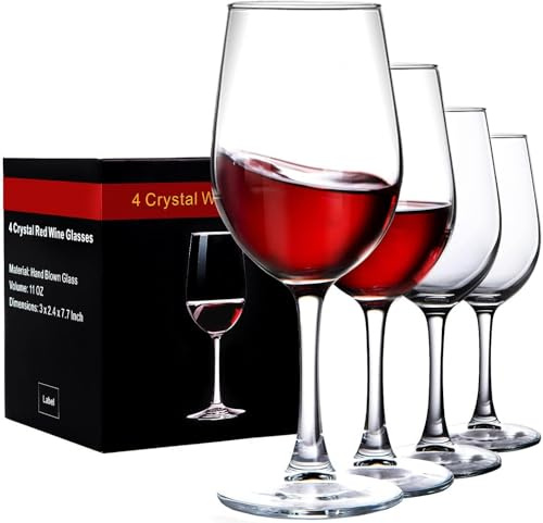PARACITY Wine Glasses Clear Red White Wine Glass Goblets Crystal Stemware (4PCS)