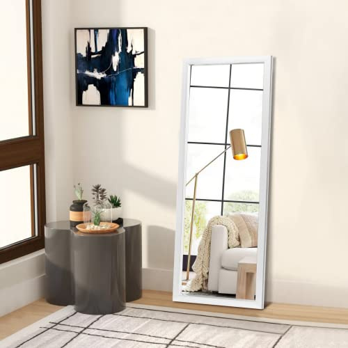NeuType Full Length Mirror 43x16 Large Mirror Bedroom Locker Room Standing Hanging Mirror Dressing Mirror, White(No Stand)