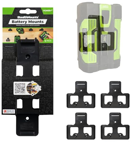 StealthMounts Battery Holder Compatible with EGO 56V (4 Pack) - Black Battery Mounts for EGO | Mount for EGO 56V | Made in The UK