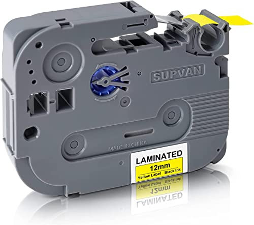 SUPVAN Kompatibles Etikettenband Ersatz für LP5120M laminierte Bänder mit Chip Etikettenkartusche Etikettiermaschine Papier(12 mm x 4 m) Gelb