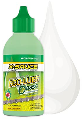 X-Sauce - Lubricante cadena bicicleta - Lubricante biodegradable de cera y aditivos antifricción - Aceite cadena bicicleta - 125 ml -Clima seco o húmedo, Verde