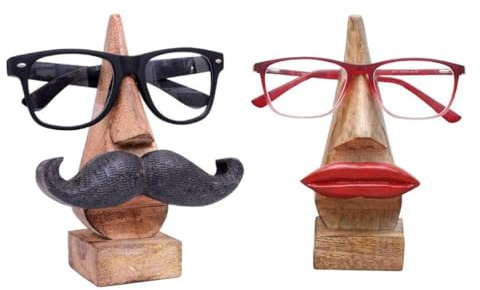Brillenhalter aus Holz, handgefertigt in Form einer Nase, für Brillen und Schnurrbart