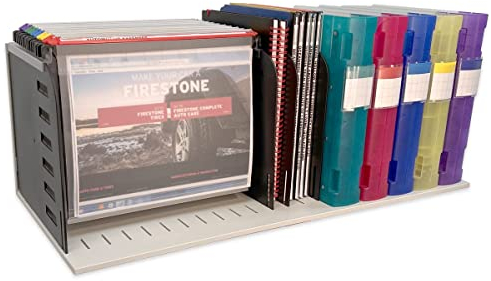 Ultimate Office VersaFile Desktop-Hängemappen-Organizer mit 9 verstellbaren Trennwänden für vertikales Abheften von Hängemappen, Büchern und Zeitschriften (Grau mit Schwarz)