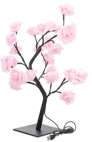 jojofuny Rose Tree Glowing Flower Lamp: USB Rose Blumen Schreibtischbaum Lampe mit Warmem Licht - Cherry Blossom Lights für Home, Hochzeit Weihnachten, Wohnzimmer Schlafzimmer Party Wedding