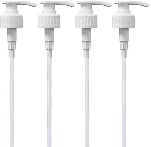 4 Stück Dosierpumpe, Gewinde Flasche Seifenspender, 38mm Pumpdeckel Top Ersatz mit Dip Tubes, Flaschenpumpe Ersatz für Behälter