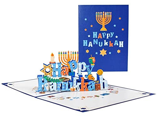 Wudaizhi Judiskt nyårskort 3D glad Hanukkah gratulationskort upp semester vykort glad semester anteckningskort för familj vän