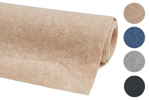 andiamo Teppichboden Milo, Nadelfilz Auslegware, 200 x 500 cm, Beige | Meterware zum Zuschneiden, 2,5 mm Höhe, 75% Polyester und 25% Polypropylen, für Hobbyraum, Wohnwagen